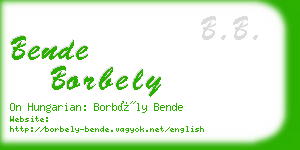 bende borbely business card